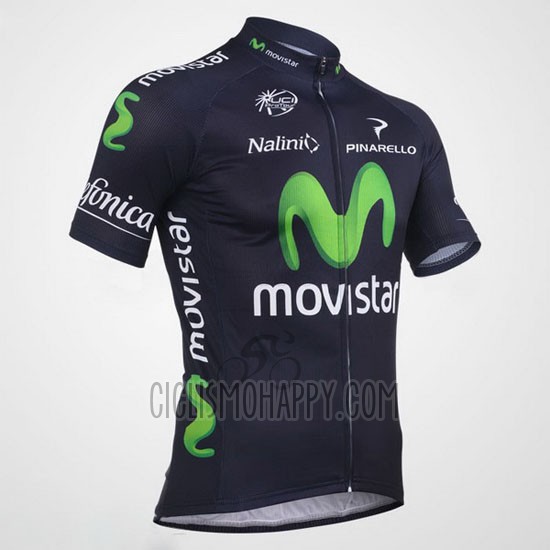 Movistar Cycling Jersey Bib Short 2013 Short Sleeve Black